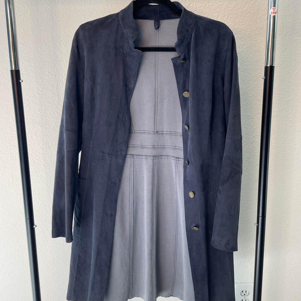 Elegant Dark Blue Trench Coat